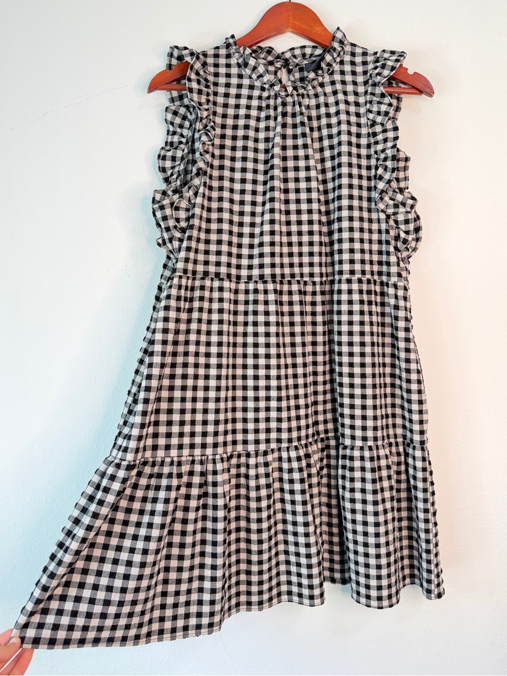 Anthropologie Maeve Lida Ruffled Gingham Mini Dress Womens L Tiered Cottagecore